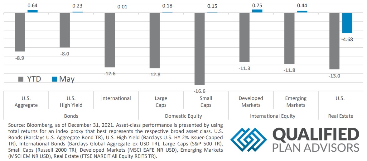 Graphic of Asset Class performance May 2022
